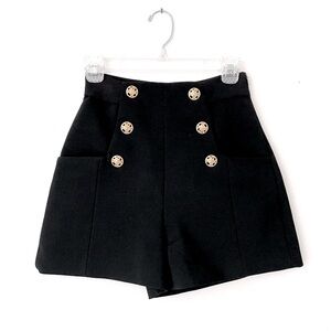 Zara black high waist button shorts size XS